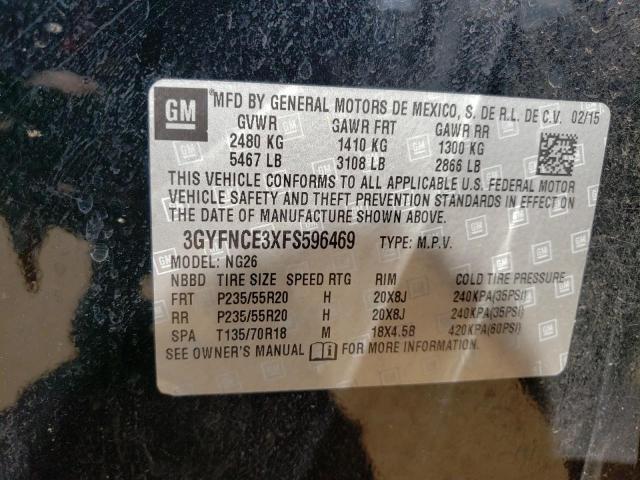 3GYFNCE3XFS596469 - 2015 CADILLAC SRX PERFORMANCE COLLECTION Czarny zdjęcie 13