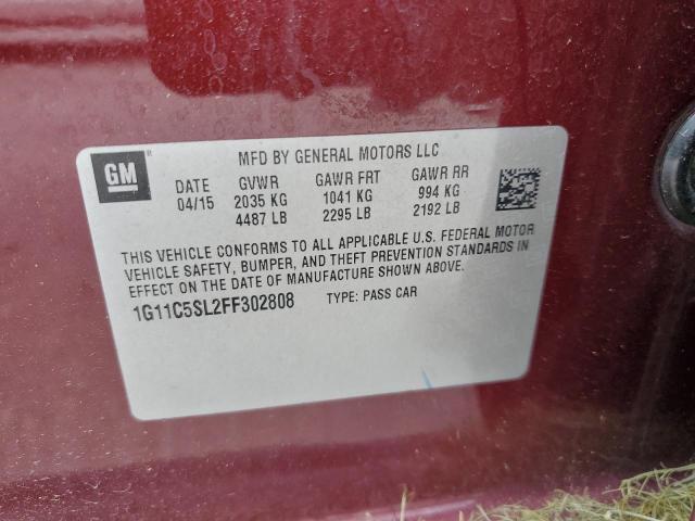 1G11C5SL2FF302808 - 2015 CHEVROLET MALIBU 1LT 勃艮第红 照片 12