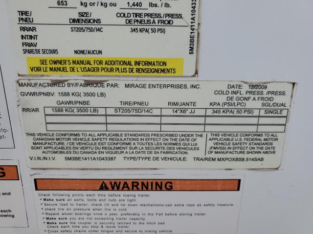 5M3BE1411A1043387 - 2010 UTILITY TRAILER Weiß Foto 10