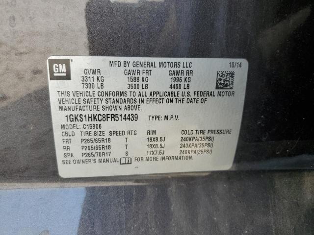 1GKS1HKC8FR514439 - 2015 GMC YUKON XL C1500 SLT GRAY photo 13