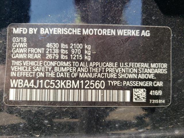WBA4J1C53KBM12560 - 2019 BMW 430I GRAN COUPE BLACK photo 13