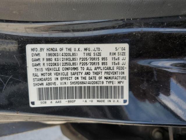 SHSRD68414U206319 - 2004 HONDA CR-V LX BLACK photo 13