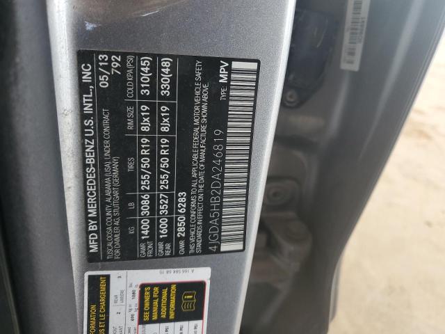 4JGDA5HB2DA246819 - 2013 MERCEDES-BENZ ML 350 4MATIC GRAY photo 13