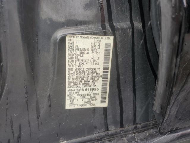 5N1AR18B98C648996 - 2008 NISSAN PATHFINDER S Սև լուսանկար 13