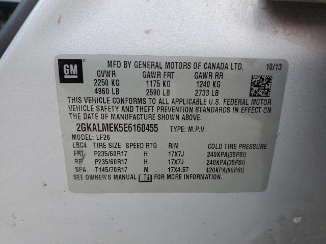 2GKALMEK5E6160455 - 2014 GMC TERRAIN SLE SILVER photo 13