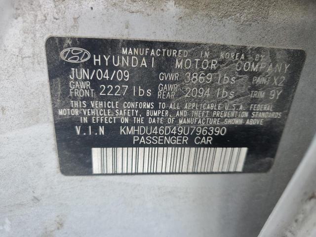 KMHDU46D49U796390 - 2009 HYUNDAI ELANTRA GLS GRAY photo 12