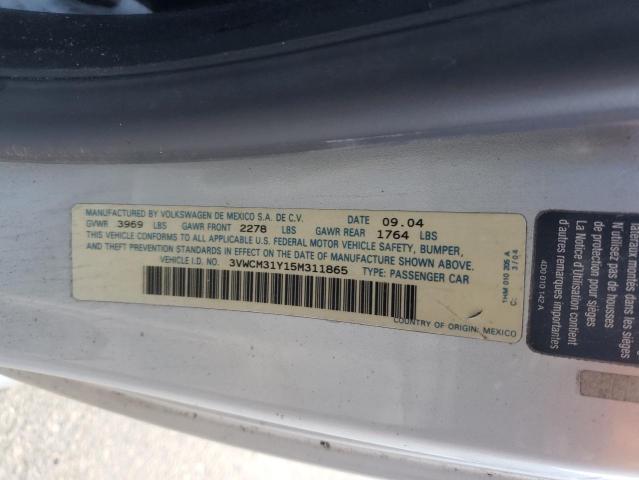 3VWCM31Y15M311865 - 2005 VOLKSWAGEN NEW BEETLE GLS Gümüş fotoğraf 12