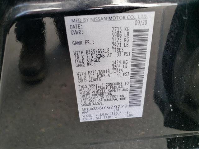 5N1DR2AN5LC629779 - 2020 NISSAN PATHFINDER S BLACK photo 13