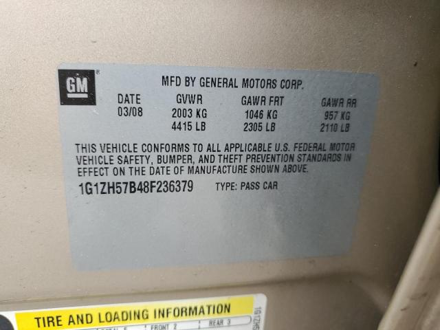 1G1ZH57B48F236379 - 2008 CHEVROLET MALIBU 1LT TAN photo 12