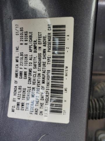 1HGCR2F51HA149669 - 2017 HONDA ACCORD SPORT Boz foto 13