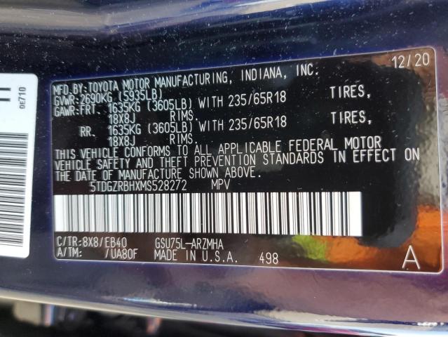 5TDGZRBHXMS528272 - 2021 TOYOTA HIGHLANDER XLE Mavi foto 13