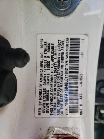 1HGFA16948L011842 - 2008 HONDA CIVIC EXL 白色 照片 12