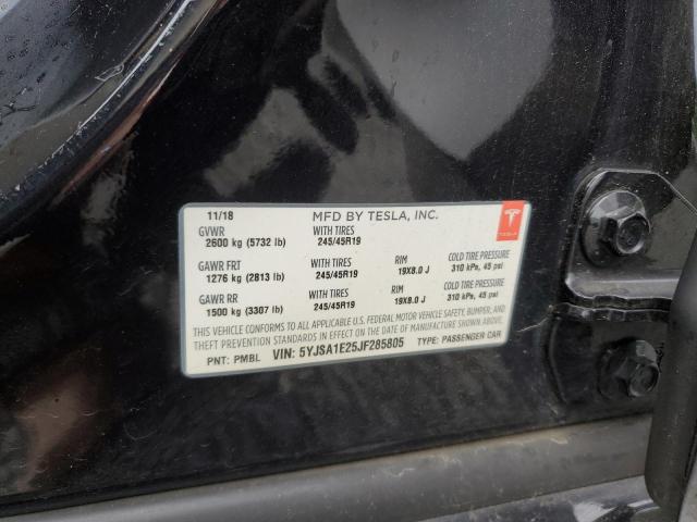5YJSA1E25JF285805 - 2018 TESLA MODEL S Қара фото 12