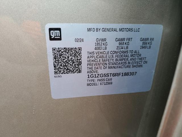 1G1ZG5ST6RF188307 - 2024 CHEVROLET MALIBU RS BEIGE photo 12