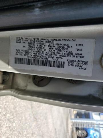5TEGM92N44Z392342 - 2004 TOYOTA TACOMA DOUBLE CAB PRERUNNER SILVER photo 12