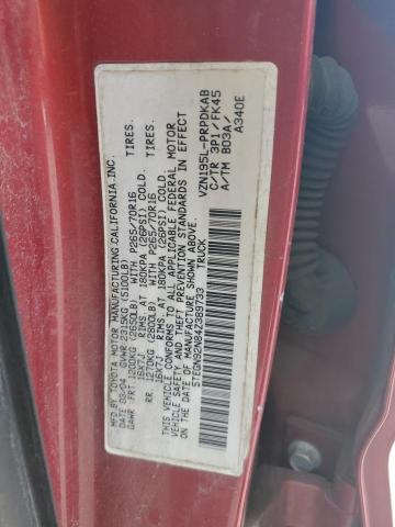 5TEGN92N84Z389733 - 2004 TOYOTA TACOMA DOUBLE CAB PRERUNNER RED photo 12