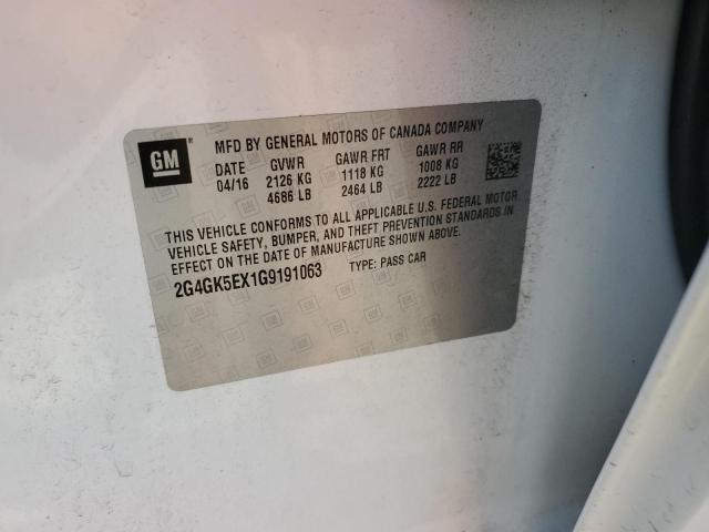 2G4GK5EX1G9191063 - 2016 BUICK REGAL 白色 照片 12