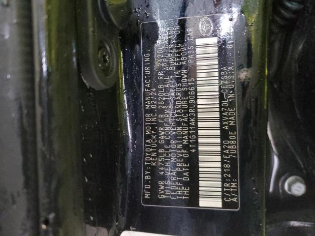 4T1G11AK3RU906615 - 2024 TOYOTA CAMRY SE NIGHT SHADE BLACK photo 12