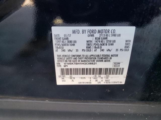 1FM5K7BH1HGC08821 - 2017 FORD EXPLORER BLACK photo 13