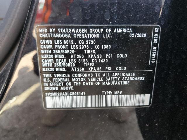 1V2MR2CAXLC505147 - 2020 VOLKSWAGEN ATLAS SEL BLACK photo 13
