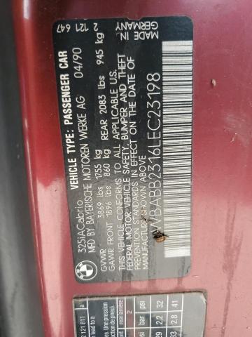 WBABB2316LEC23198 - 1990 BMW 325 IC AUTOMATIC RED photo 12