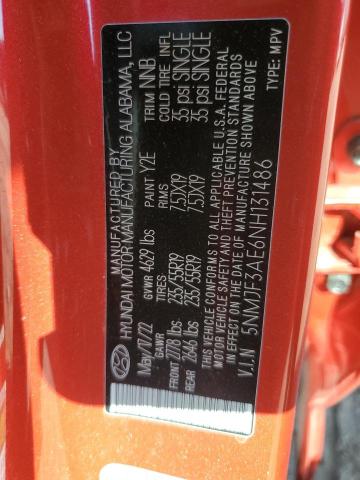 5NMJF3AE6NH131486 - 2022 HYUNDAI TUCSON SEL RED photo 14