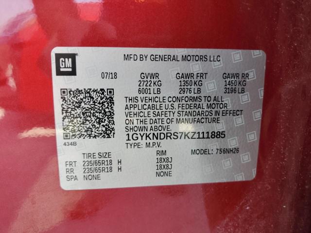 1GYKNDRS7KZ111885 - 2019 CADILLAC XT5 LUXURY RED photo 13