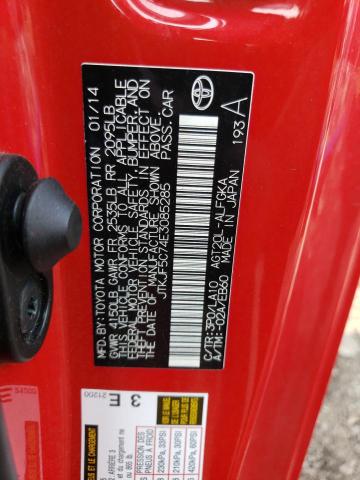 JTKJF5C74E3085285 - 2014 TOYOTA SCION TC 红色 照片 12