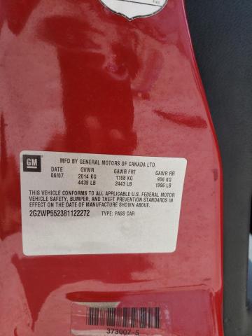 2G2WP552381122272 - 2008 PONTIAC GRAND PRIX 红色 照片 12