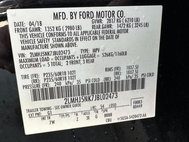 2LMHJ5NK7JBL02473 - 2018 LINCOLN MKT Czarny zdjęcie 10