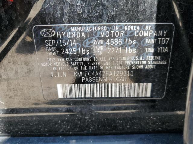 KMHEC4A47FA129311 - 2015 HYUNDAI SONATA HYBRID BLACK photo 13