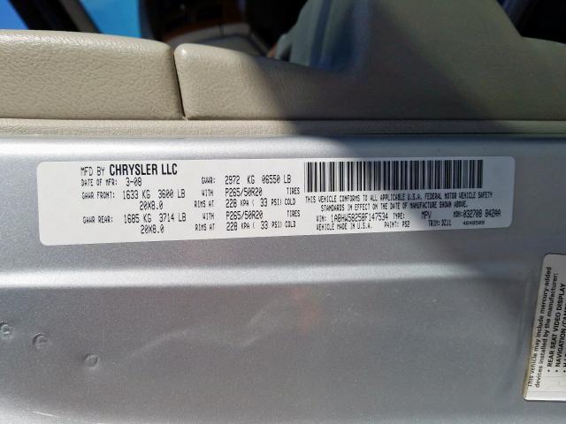 1A8HW58258F147534 - 2008 CHRYSLER ASPEN LIMITED  photo 10