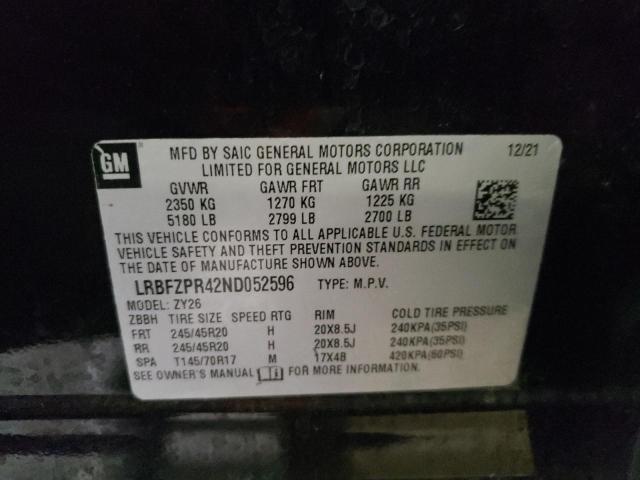 LRBFZPR42ND052596 - 2022 BUICK ENVISION ESSENCE შავი ფოტო 13