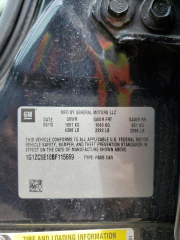 1G1ZC5E10BF115669 - 2011 CHEVROLET MALIBU 1LT 黑色 照片 13