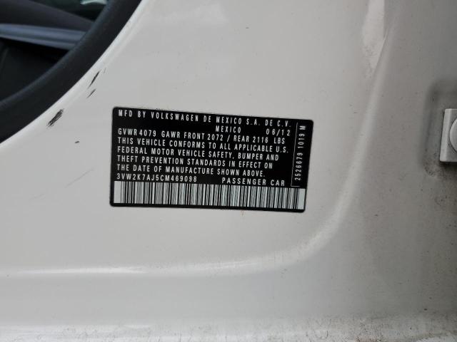 3VW2K7AJ5CM469098 - 2012 VOLKSWAGEN JETTA BASE أبيض صورة 12
