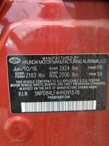 5NPD84LF4HH091578 - 2017 HYUNDAI ELANTRA SE RED photo 12