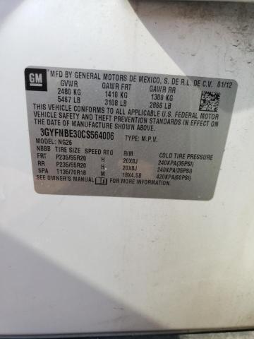 3GYFNBE30CS564006 - 2012 CADILLAC SRX PERFORMANCE COLLECTION Biały zdjęcie 12