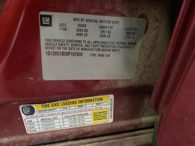 1G1ZK57B09F197809 - 2009 CHEVROLET MALIBU LTZ წითელი ფოტო 12