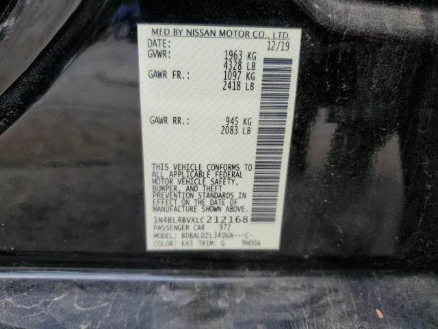 1N4BL4BVXLC212168 - 2020 NISSAN ALTIMA S BLACK photo 12