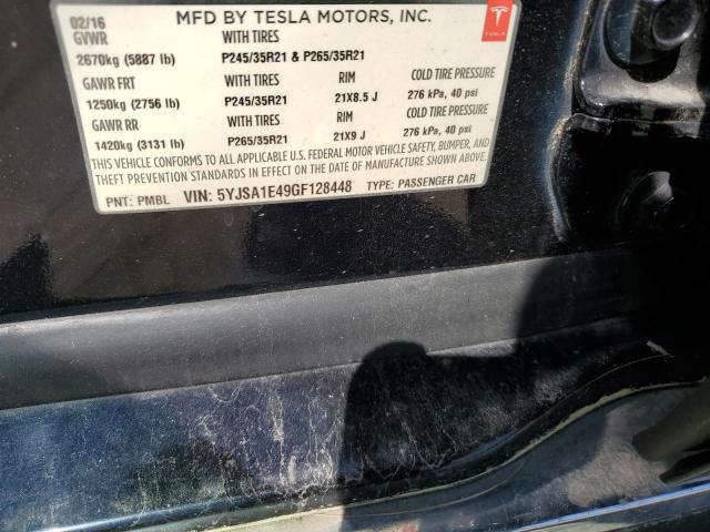 5YJSA1E49GF128448 - 2016 TESLA MODEL S BLACK photo 12