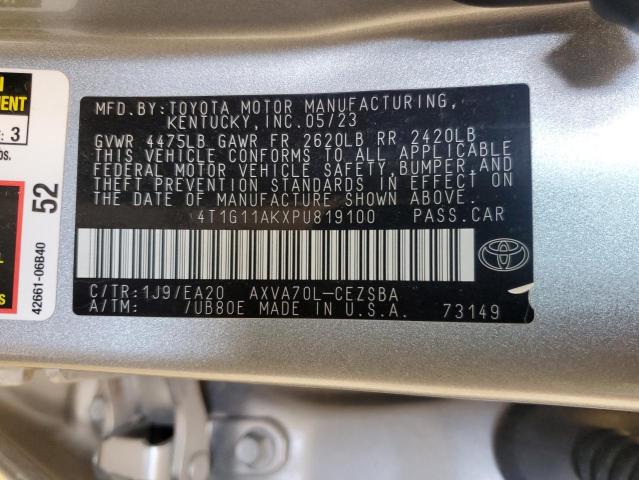 4T1G11AKXPU819100 - 2023 TOYOTA CAMRY SE NIGHT SHADE SILVER photo 12