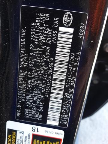 4T1BK1EB3DU036858 - 2013 TOYOTA AVALON BASE 黑色 照片 13