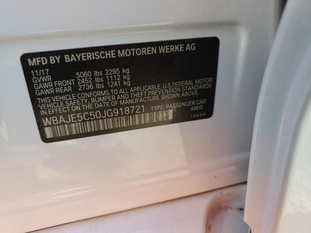 WBAJE5C50JG918721 - 2018 BMW 540 I WHITE photo 13