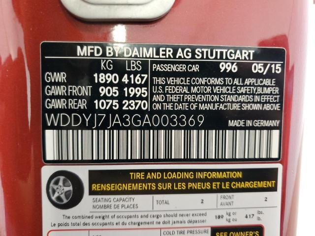 WDDYJ7JA3GA003369 - 2016 MERCEDES-BENZ AMG GT S RED photo 12