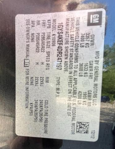 1GYS4KEF4DR247197 - 2013 CADILLAC ESCALADE ESV PLATINUM შავი ფოტო 10