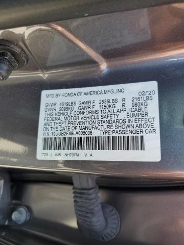 19UUB2F49LA005036 - 2020 ACURA TLX TECHNOLOGY 灰色 照片 12