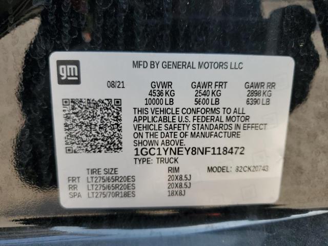 1GC1YNEY8NF118472 - 2022 CHEVROLET SILVERADO K2500 HEAVY DUTY LT BLACK photo 13