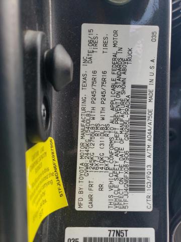 5TFJU4GN6FX087906 - 2015 TOYOTA TACOMA DOUBLE CAB PRERUNNER GRAY photo 12