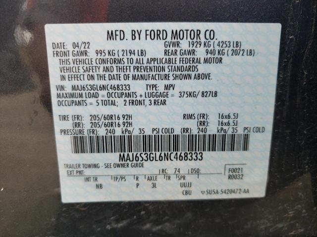 MAJ6S3GL6NC468333 - 2022 FORD ECOSPORT SE 灰色 照片 12