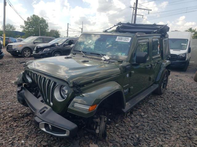 1C4JJXP61MW734928 - 2021 JEEP WRANGLER U SAHARA 4XE GREEN photo 2